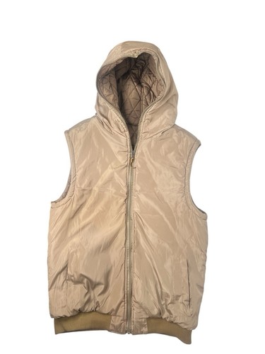 Diesel Only The Brave Tan Quilted Reversible Full Zip Hood Puffer Vest Women XL - Picture 9 of 19