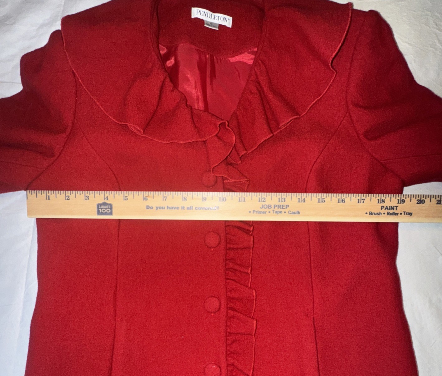 Pendleton Women's Medium Red Ruffle Wool Blazer J… - image 4
