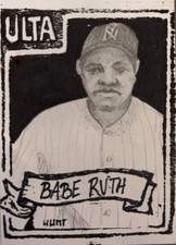 Babe Ruth Classic Stamp Black Border Original Drawing Art By Jesse Hunt MLB NY
