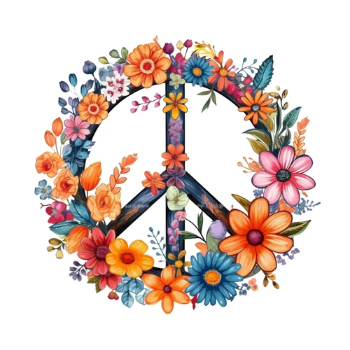 Peace Not War Floral Flower Hippie Self Adhesive Vinyl Sticker
