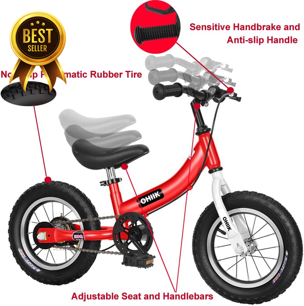 2in1 Kids Balance Bike 12-16in Pedal Kit Training Wheels Brake