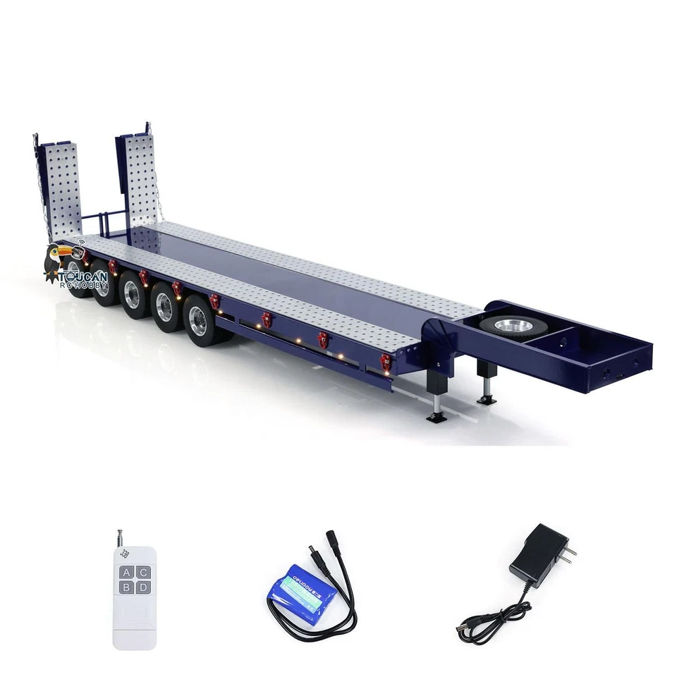 5-Axle Metal Semi Trailer for TAMIYA 1/14 RC Tractor Truck Remote Control Dumper - Image 2 of 4