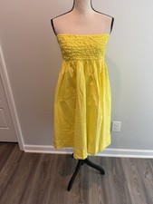 Free People Yellow Smocked Convertible Dress Skirt Women’s Size Small Cotton