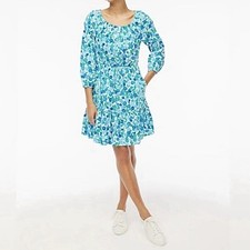 NWT J. Crew Factory Blueberry Print Scoop Neck Mini Dress Blue Green Size 2