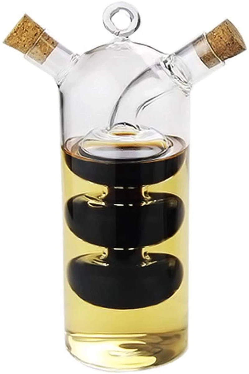 Olive Oil and Vinegar Dispenser Cruet Bottles, 2 in 1 Transparent Dual Glass
Opens in a new window o