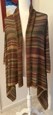 Ralph Lauren Lined Blend Multicolor Stripe Shawl Open Cardigan Sz S