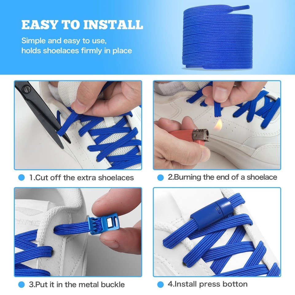 Neo-wows No Tie Shoelaces Elastic Laces for Kids Adults Athletic ...
