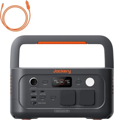 Jackery Explorer 500v2 512Wh Tragbare Powerstation LiFePO4 mit 12V KFZ-Ladekabel