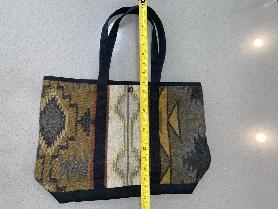 Шерстяная сумка-тоут Pendleton на кнопках, холщовая отделка и ручки, 18x12, Aztec, S.West, б/у в отличном состоянии - Изображение 3 из 4