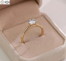 1Ct Round VS1 Lab Grown Diamond Solitaire Engagement Ring 14k Solid Yellow Gold