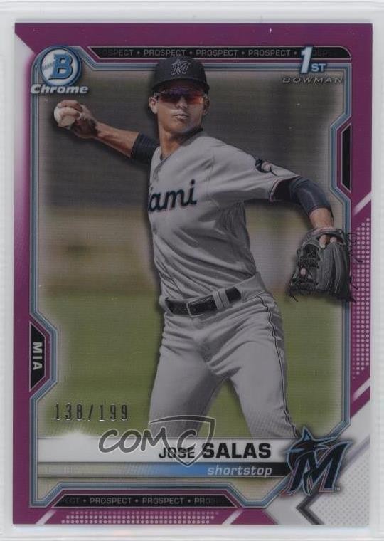 2021 Bowman Chrome Prospects Fuchsia Refractor 138/199 Jose Salas #BCP-110 11yw