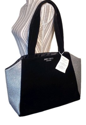 Womens Jimmy Choo Parfums Black Velvet Metallic Silver Glitter