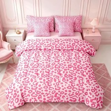 Cute Leopard Bedding Set for All Season Cheetah 7 Pieces Comforter Sets Queen Si