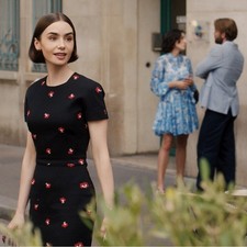 Victoria Beckham Floral Jacquard Pencil Dress Size 2 Emily in Paris Episode 5