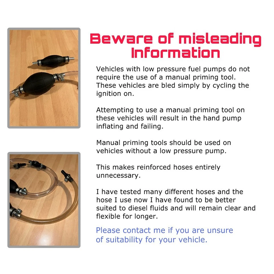 Diesel Fuel Hand Priming Bleeding Pump Tool For Ford PSA Land rover Jaguar Volvo - Image 3 of 4