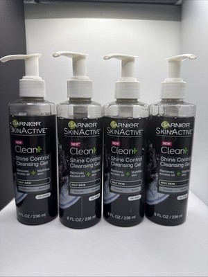 Lot of 4 Garnier Skin Active Shine Control Cleansing Gel for Oily Skin 8 oz NEW