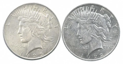 1925 & 1922 & Peace Silver Dollar $1 Bullion Collection Lot *852