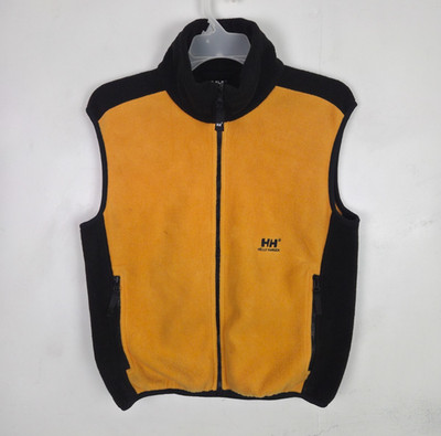 Helly Hansen HH Fleece Vest Mens Sz Medium Full Zip Sleeveless Yellow Outdoor
