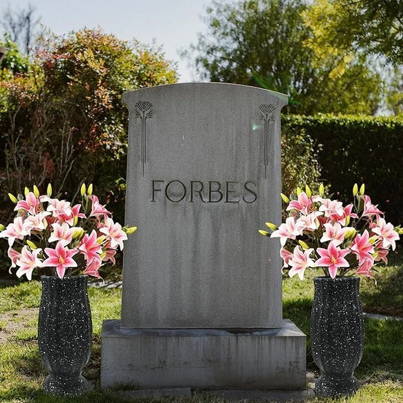 Cemetery Vases Flower Holder - 2PCS Durable Plastic with Metal Spikes, Black - Image 4 of 4