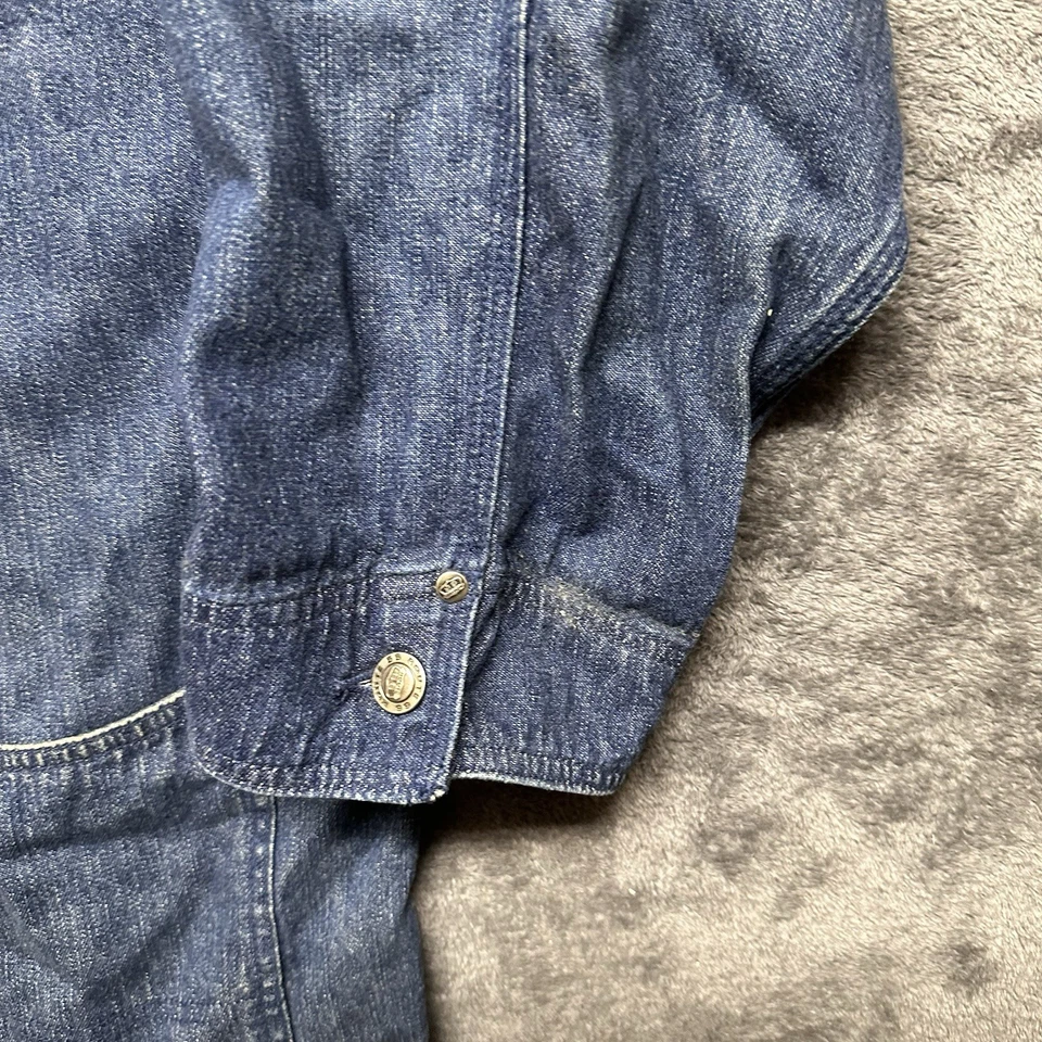 Chaqueta vintage Route 66 para mujer grande azul denim abotonada Western Barn Chore Foto 2 de 4