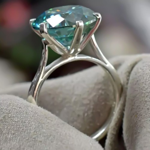 10 Ct Certified Blue Round Diamond Solitaire Ring 925 Silver – Xmas Surprise - Picture 3 of 4