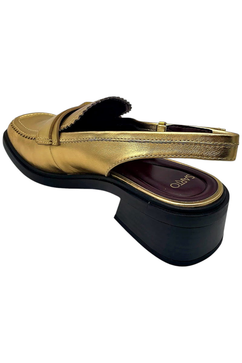 Franco Sarto Gianna Slingback Loafer Heel Gold Leather | eBay display picture 3
