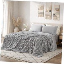 Cooling Comforter Seersucker Plaid King Size, Q-Max 0.45 Lightweight Cooling