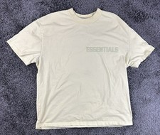 Fear of God Essentials T Shirt Mens Large L Cream Beige Oversized Boxy Logo Tee