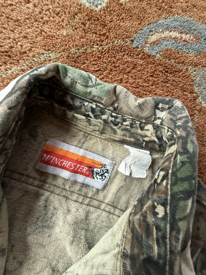 Vintage Winchester Men’s Large Shirt Hunting Sherpa Camo Realtree Trebark Cotton - Image 4 of 4