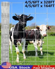 Farm Fence 4ft x 328ft 5ft x 164ft 6ft x 328ft Galvanized Cattle Animal Protect