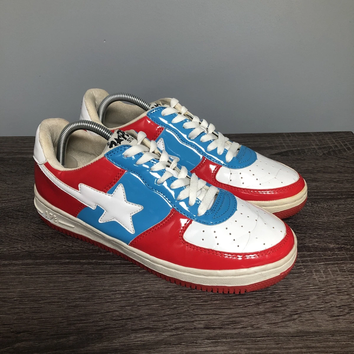 A Bathing Ape Bape Sta Low Royal Red White Shoes Size 9.5 Spider-Man 27.5  FS-001