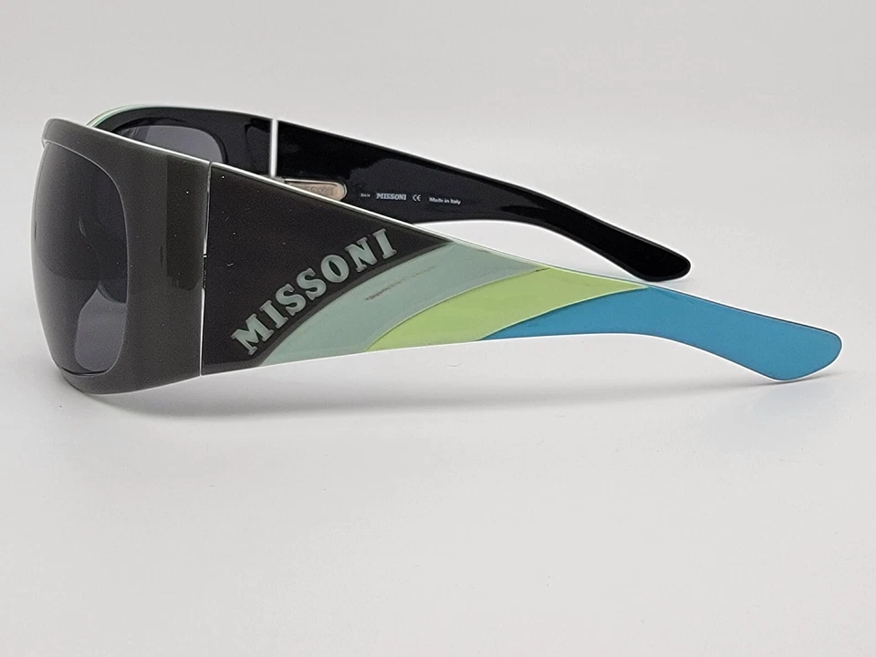 Gafas de sol Missoni MI50403 verde azul sobre marco negro grises envolventes de lentes Italia 6 mm Foto 4 de 4