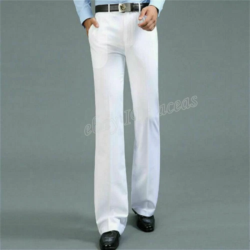 Herren Glockenboden Hose Schlag Formell Elegant Slim Fit Freizeithose - Bild 10 von 25