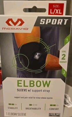 MCDAVID SPORT ELBOW COMPRESSION SLEEVE W/ SUPPORT STRAP SIZE L/XL