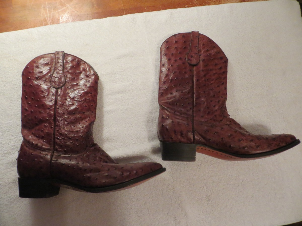 El Buitre Ostrich Leather Cowboy Boots Men’s 8.5-9  Brown Vintage Western Mexico VINTAGE YIELD MENS OSTRICH BROWN COWBOY BOOT 9 EE RARE | eBay main image 4