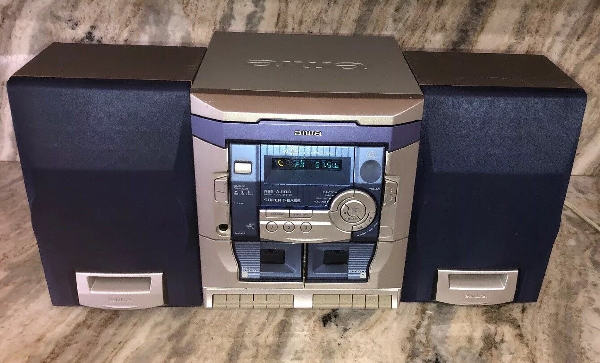 Aiwa NSX-AJ100 Audio System 3 CD/Radio/AUX/Dual Cassette Player
