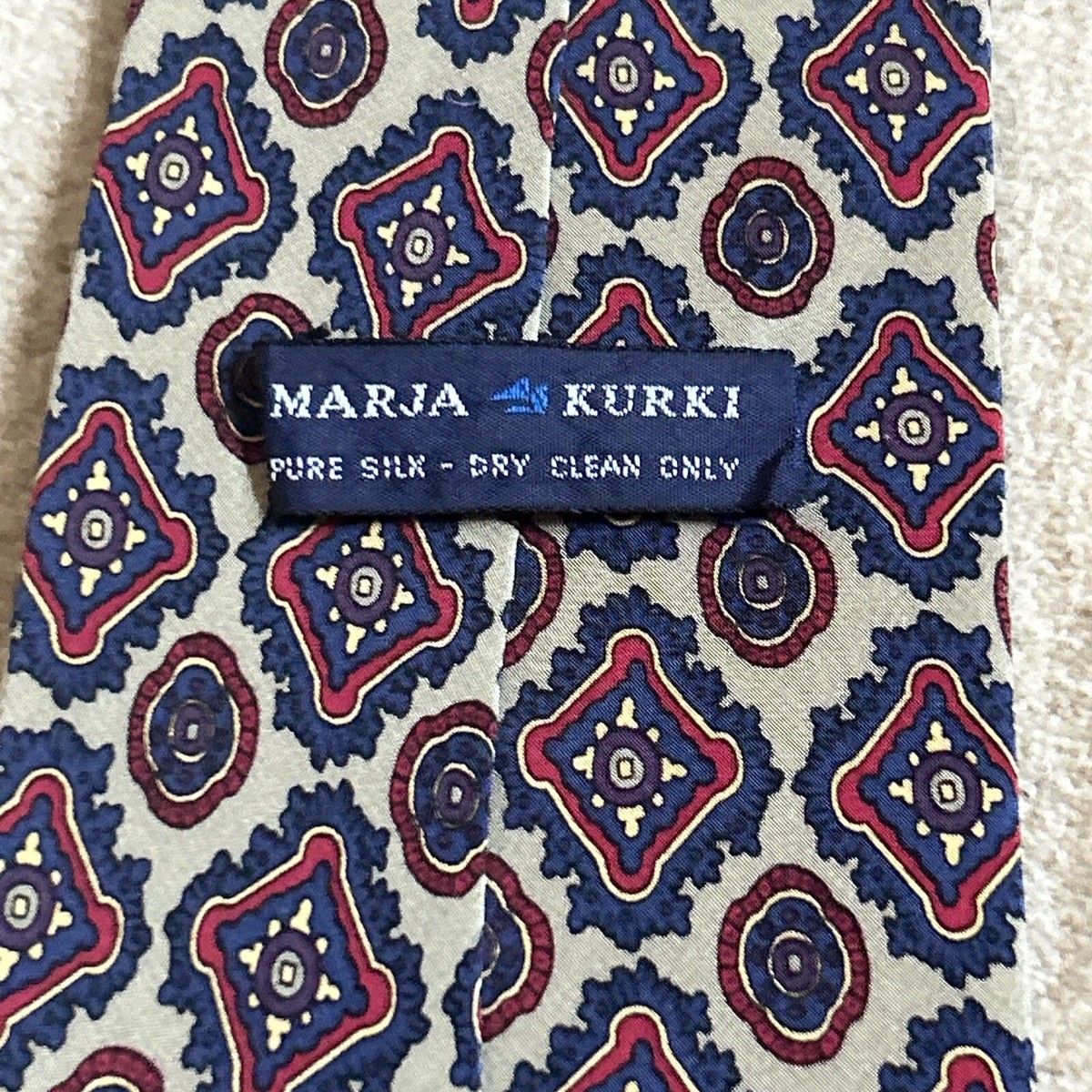 ネクタイ　MARJA KURKI Rare Midcentury Marja Kurki Finland Silk Tie Blue Geometric