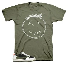 Shirt To Match Jordan 1 Travis Scott Olive Shoes  - Smiley Tee