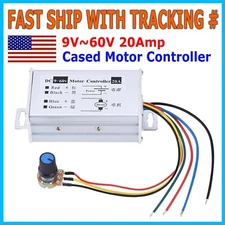 PWM DC Brush Motor Stepless Variable Speed Controller Switch 12V 24V 48V 60V 20A