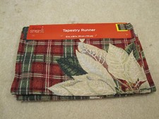 Tapestry table runner poinsettia new with tags 13 x 68 inches