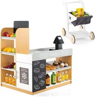 Kaufladen Kaufmannsladen Kinder Mit Einkaufswagen Holz 80X60X35Cm Mit ZubehöR