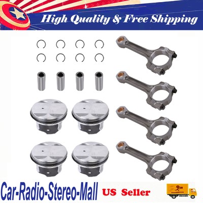 4X Pistons & Rings Connecting Rod Kit Fit For Buick Chevrolet GMC Saturn 2.4L