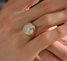 1.12 ct D/VVS Genuine Moissanite Men's Round Classic Statement Ring 925 Silver