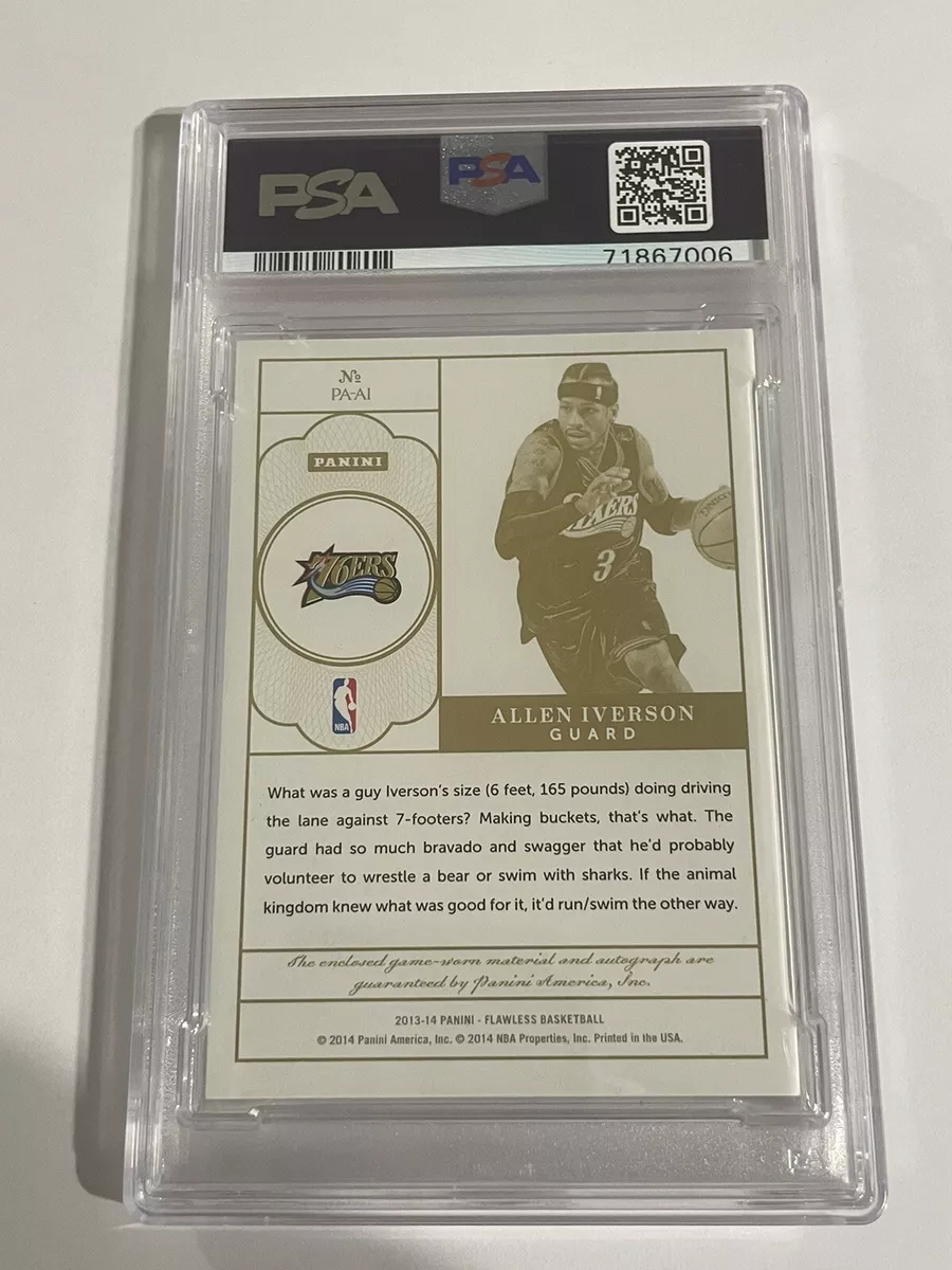 2013-14 Panini Flawless Allen Iverson PATCH Auto White Box 1/1 PSA 10 AUTO