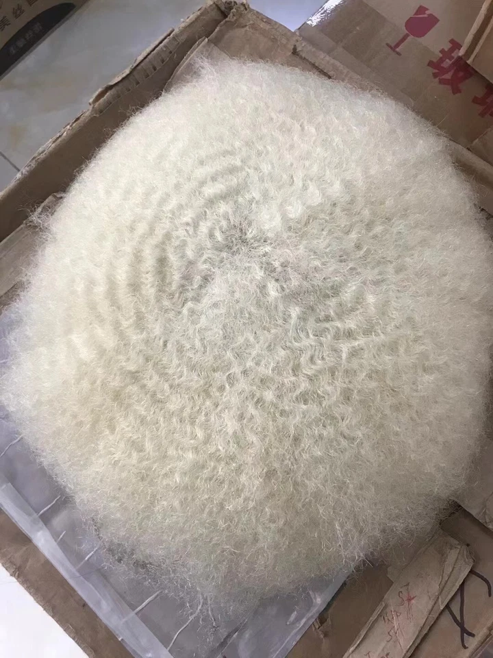 Hairpieces for Men 10x8 inch 100% Human Hair Toupee Men's Hairpiece Afro Curly - Image 4 of 4