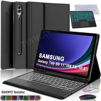 Für Samsung Galaxy Tab S9 FE S9 S8 S7 11 Zoll Hülle mit Touchpad QWERTZ Tastatur