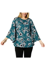Antthony Printed Hacci Knit Poncho Teal Floral