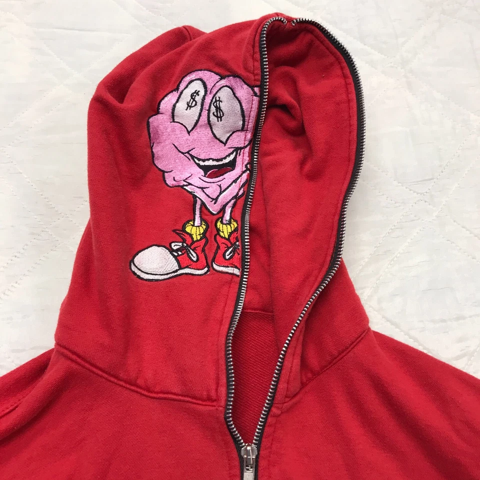 Humble Hustler Rojo Cremallera Completa Bordado Mujer Sudadera con Capucha Grande Foto 4 de 4