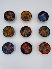 Decorative Turkish Ceramic-Handcrafted Pinch  Small Serving  Bowls Set of 9