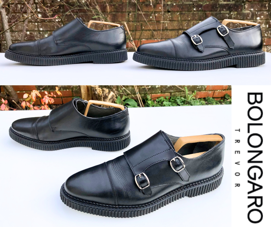 BOLONGARO Trevor Monk Shoes Trainers BLACK Leather, Rubber Soles (43) UK  VGC